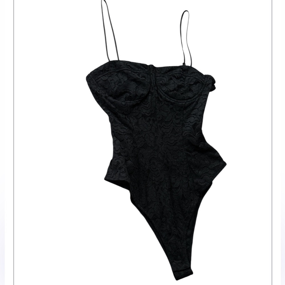 Zara NWOT Elegant Black Lace Bodysuit